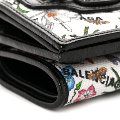 Balenciaga X GUCCI Canvas Azalea Calfskin Flora Logo Print Neo Classic Wallet White Multicolor Black 7 of 9