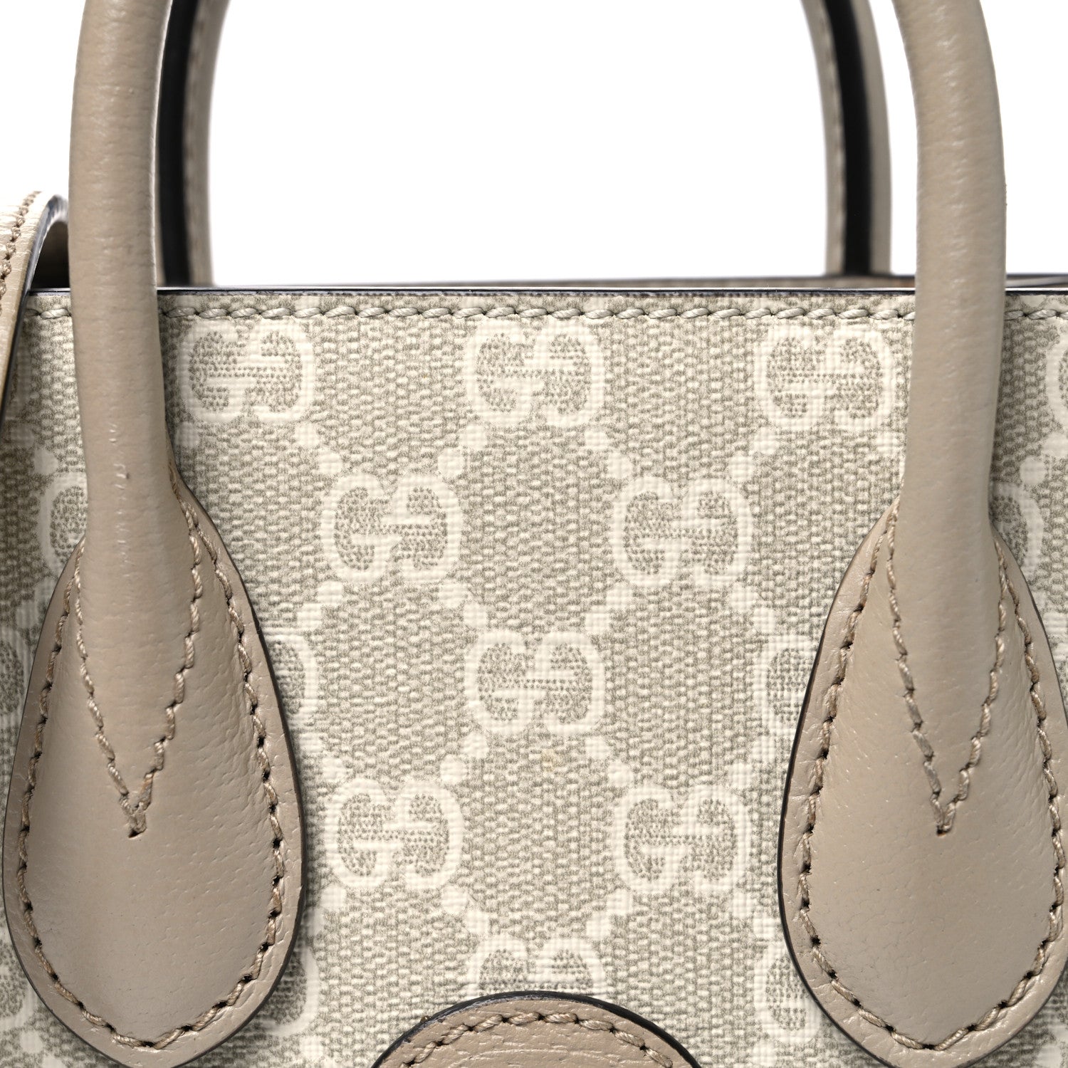 Gucci GG Supreme Monogram Textured Dollar Calfskin Mini Retro Interlocking G Tote Bag Beige Mystic White Oatmeal 8 of 10