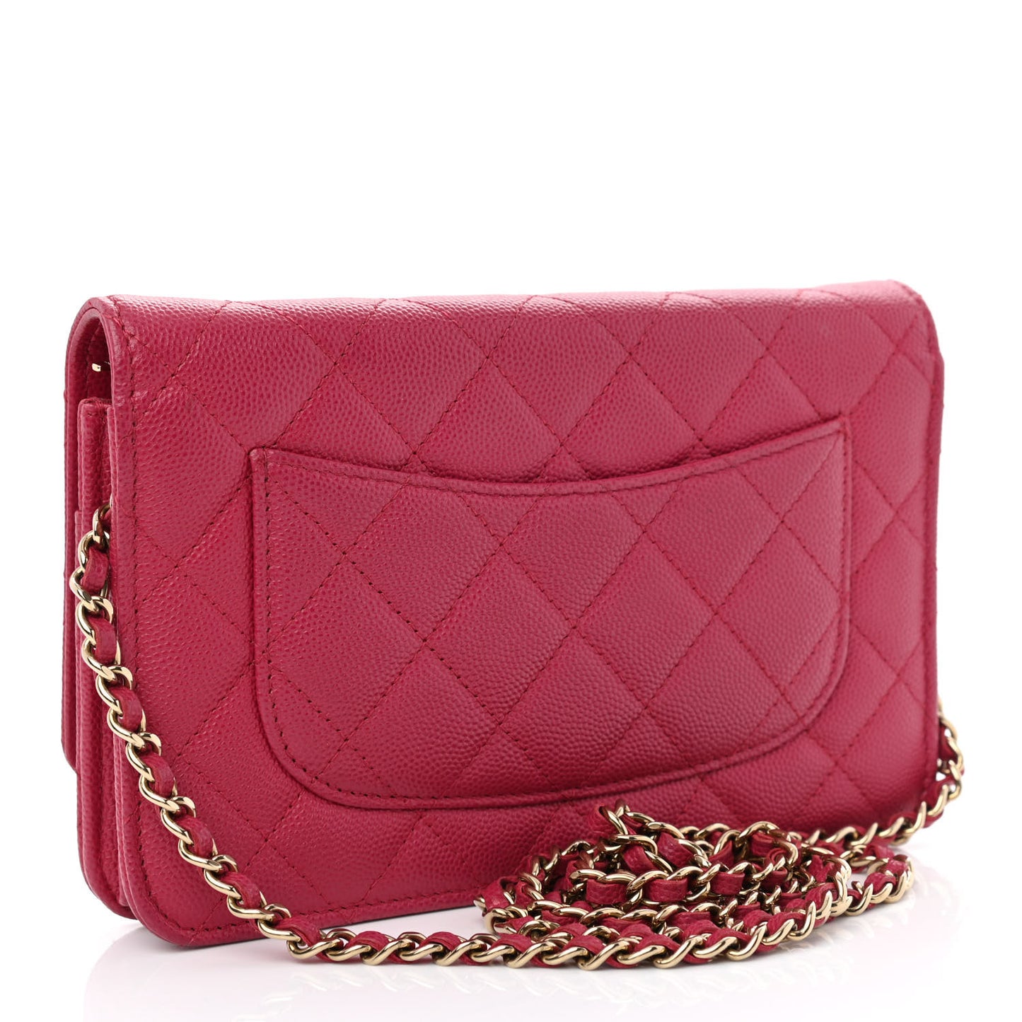 Caviar Quilted Wallet On Chain WOC Dark Pink