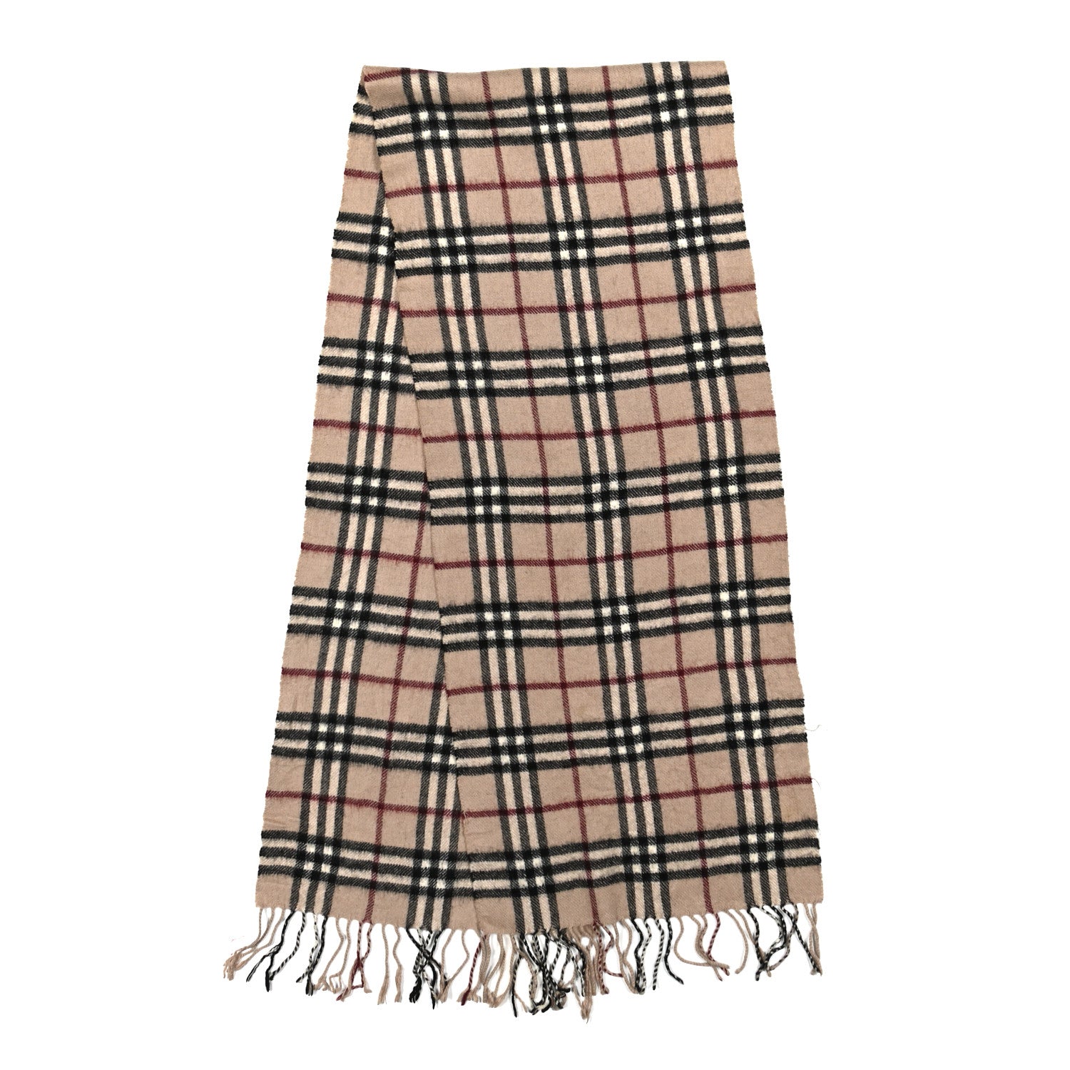 Burberry Cashmere Check Fringe Scarf Archive Beige 2 of 5