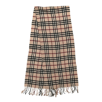 Burberry Cashmere Check Fringe Scarf Archive Beige 2 of 5