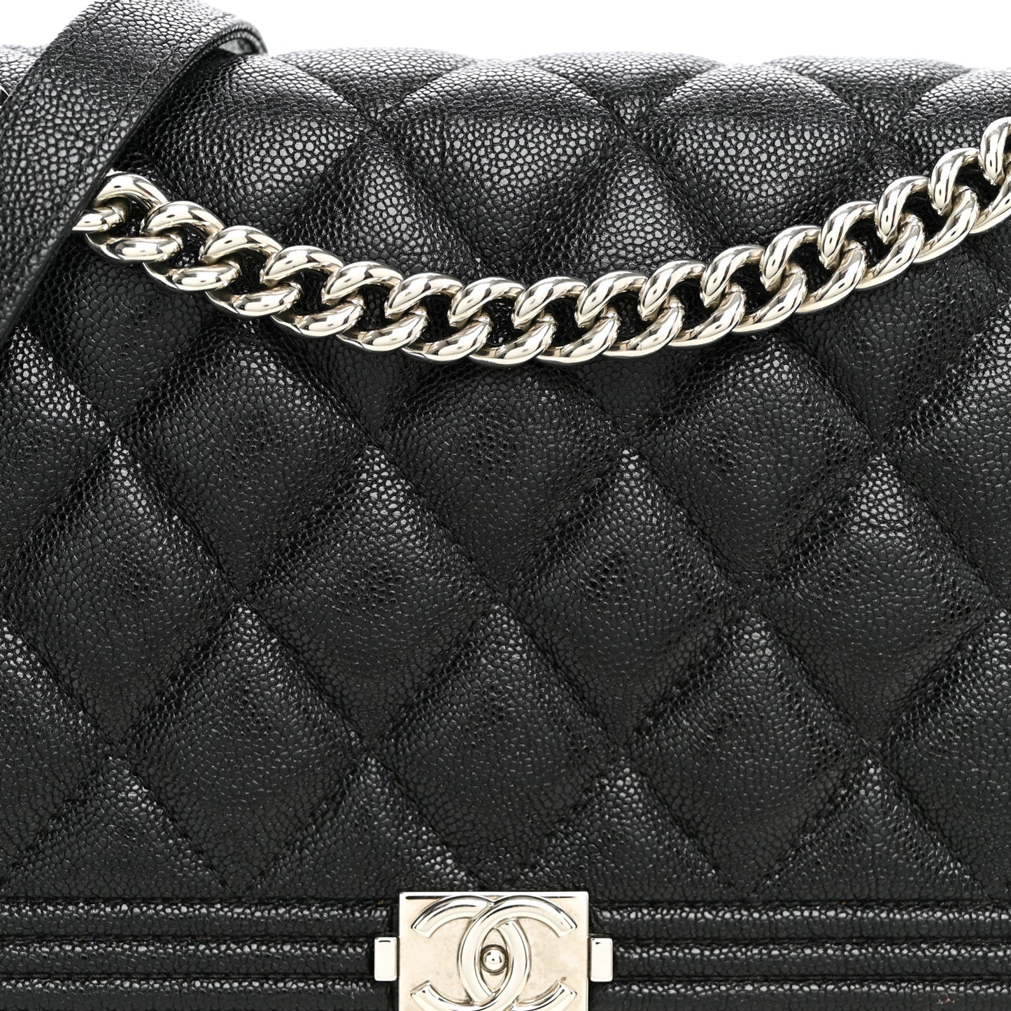 Caviar Quilted Boy Wallet On Chain WOC Black