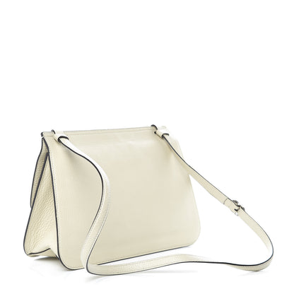 Gucci Pebbled Calfskin Medium Bamboo Daily Flap Shoulder Bag Mystic White 3 of 10