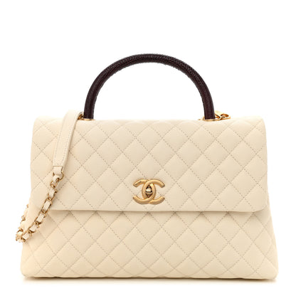 Chanel Caviar Lizard Quilted Medium Coco Handle Flap Ivory 1 of 10