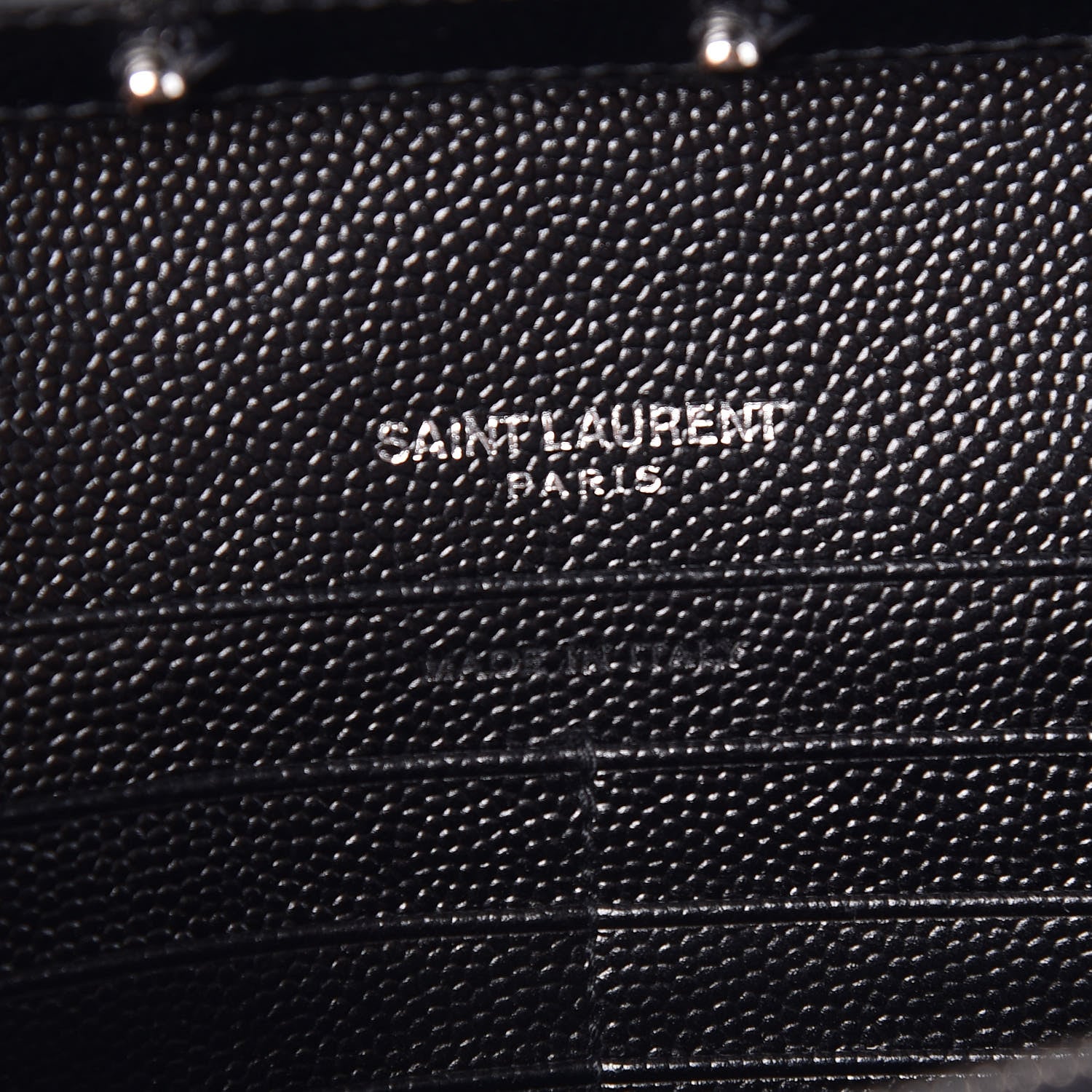 Saint Laurent Grain De Poudre Matelasse Chevron Monogram Chain Wallet Black 6 of 8