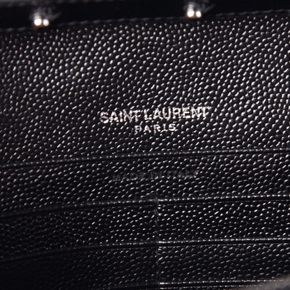Saint Laurent Grain De Poudre Matelasse Chevron Monogram Chain Wallet Black 6 of 8