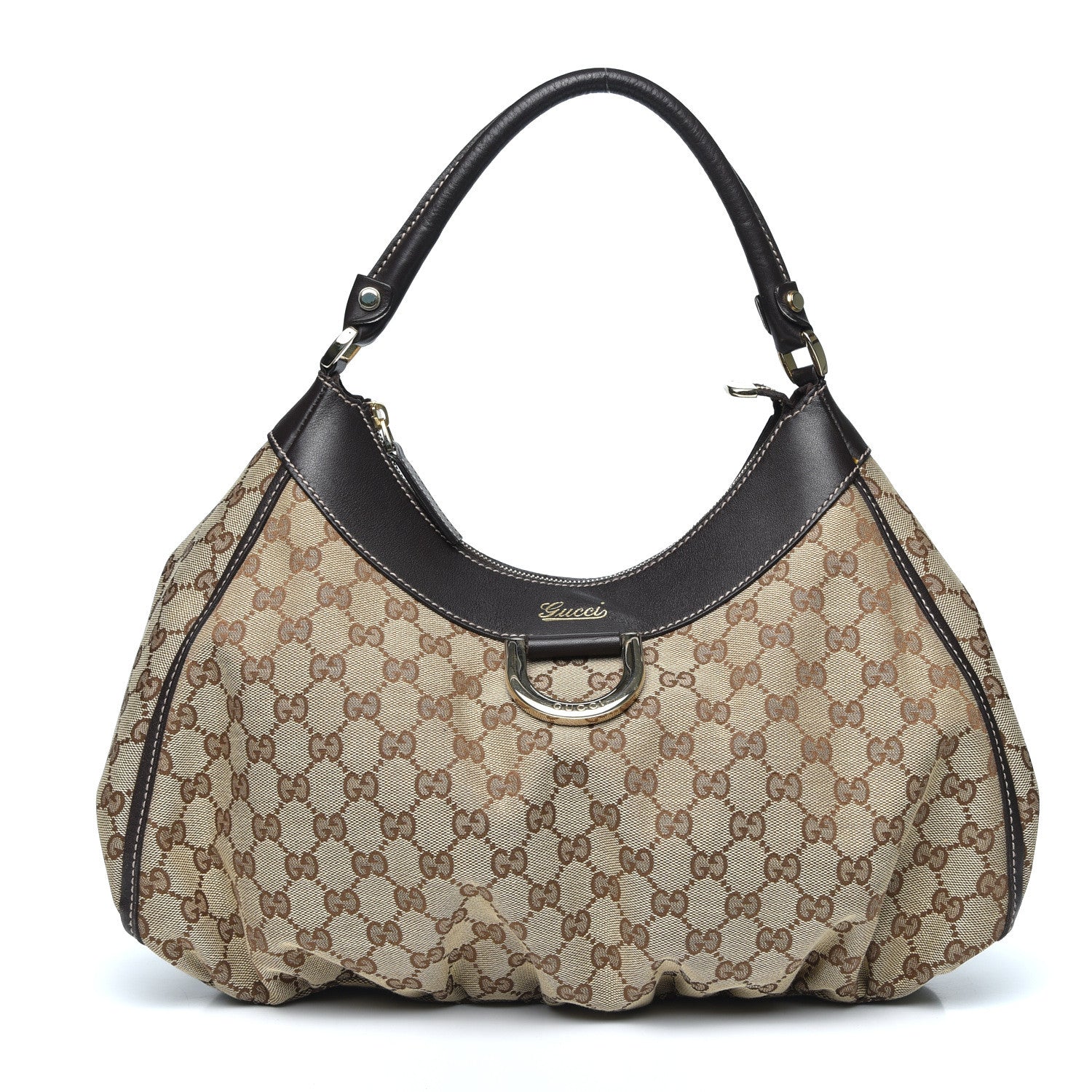 Gucci Monogram Large D Ring Hobo Dark Brown 1 of 10