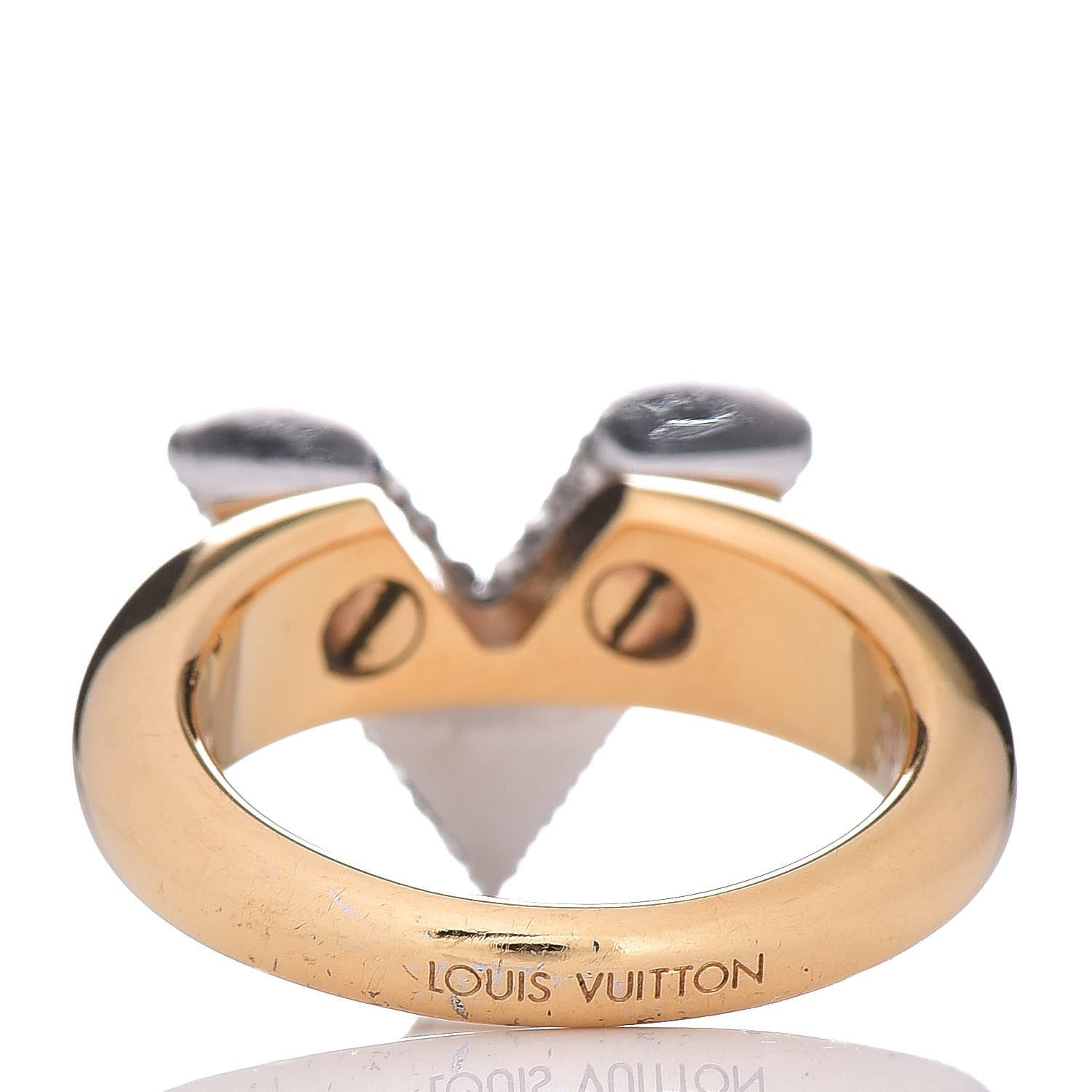 Louis Vuitton Crystal Essential V Strass Ring M Silver Gold 4 of 6