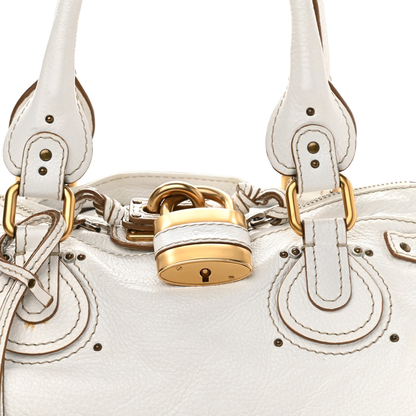 Calfskin Medium Paddington Satchel White