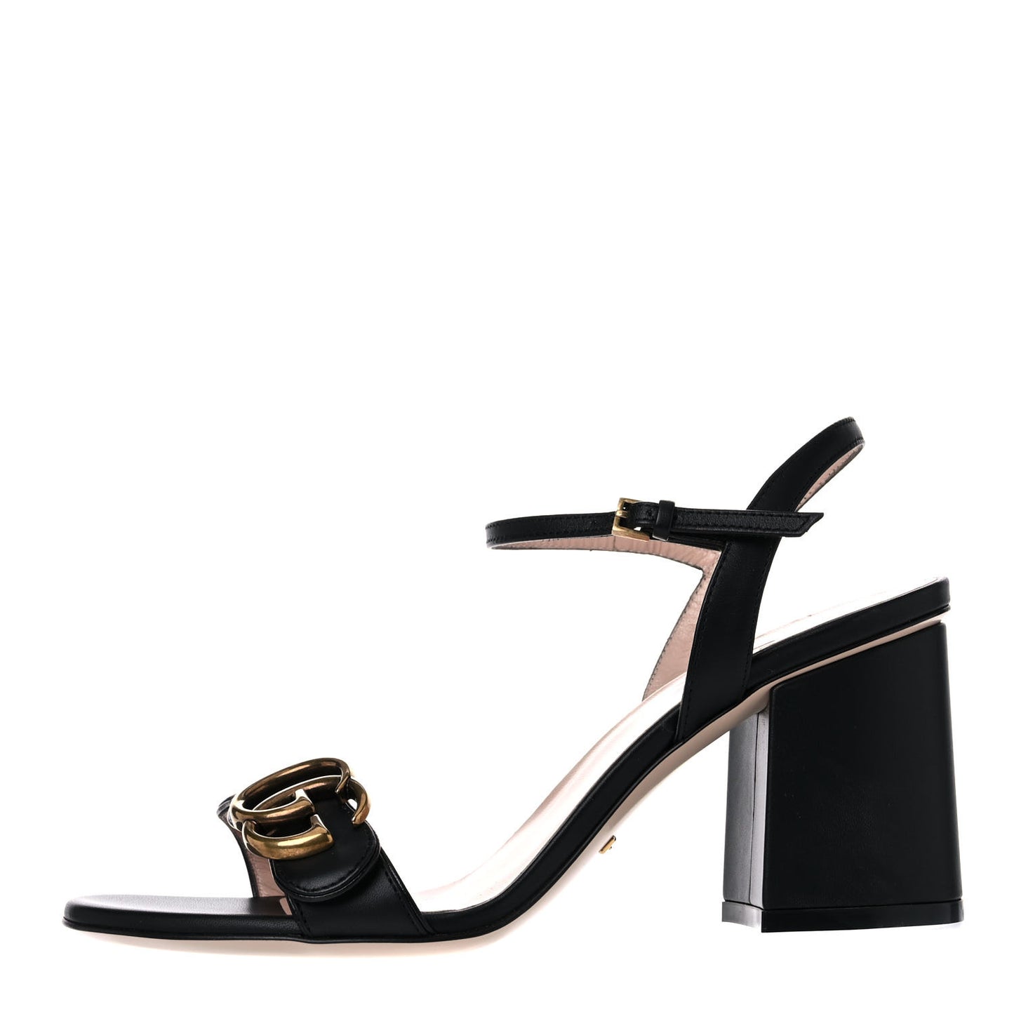 Lifford Calfskin GG Marmont Ankle Wrap 75mm Sandals 36.5 Black