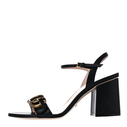 Gucci Lifford Calfskin GG Marmont Ankle Wrap 75mm Sandals 36.5 Black 1 of 8