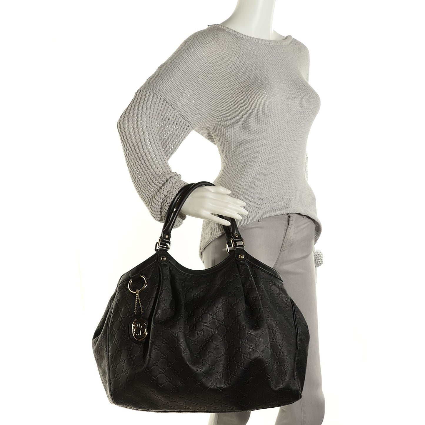 Guccissima Vitello Tender Large Sukey Tote Black