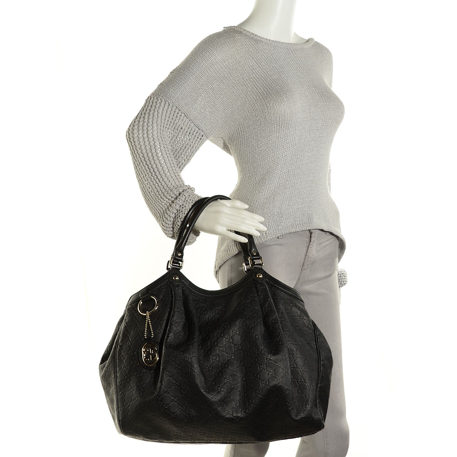 Gucci Guccissima Vitello Tender Large Sukey Tote Black 9 of 16