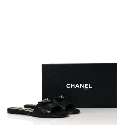 Chanel Lambskin Quilted CC Turnlock Sandals 37.5 Black 8 of 8