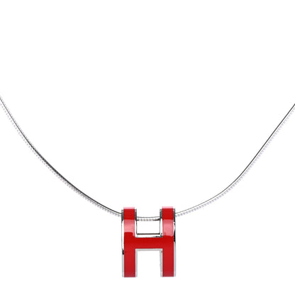Hermes Lacquered Pop H Pendant Necklace Rouge Corail 4 of 6