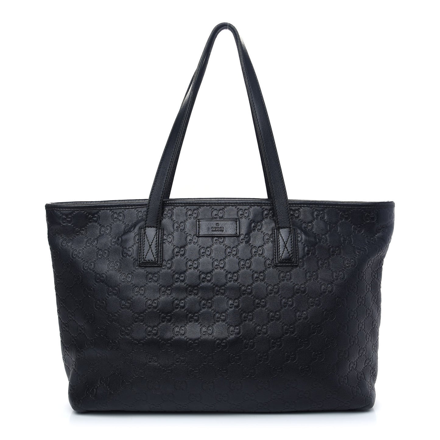 Guccissima Medium Zippered Shopping Tote Black