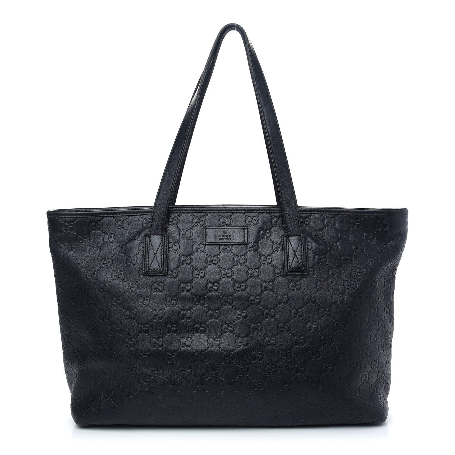 Gucci Guccissima Medium Zippered Shopping Tote Black 1 of 9