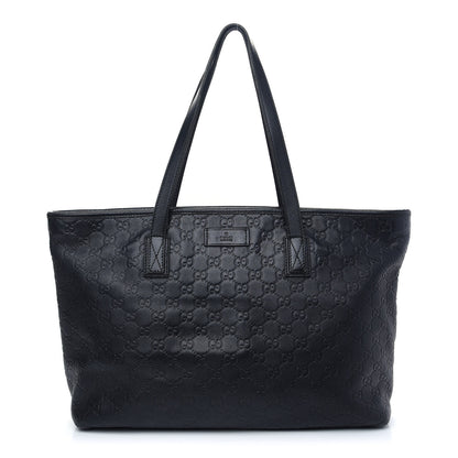 Gucci Guccissima Medium Zippered Shopping Tote Black 1 of 9