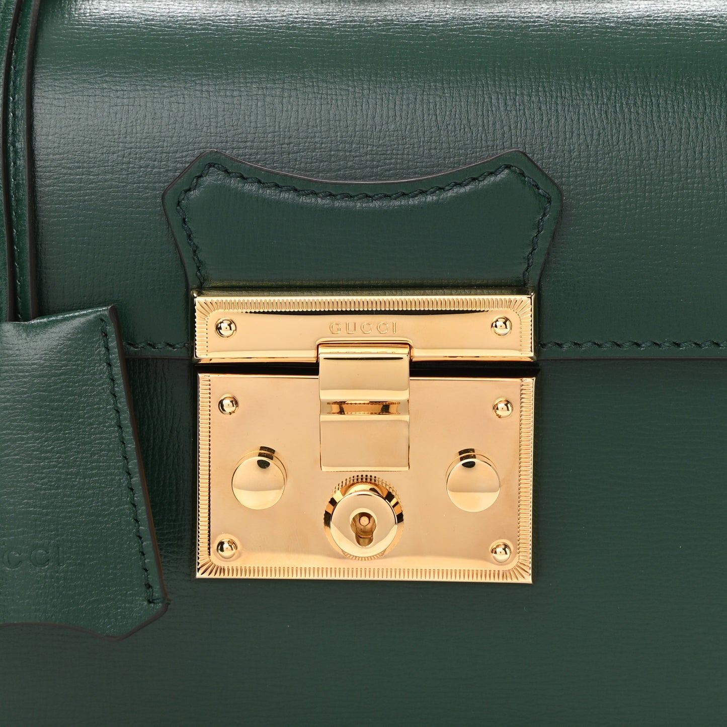 Azalea Calfskin Small Padlock Bamboo Shoulder Bag Vintage Green