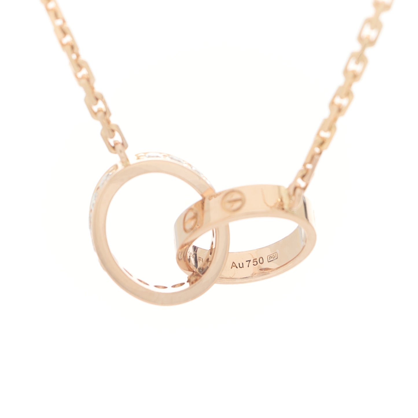 18K Pink Gold Diamond Interlocking LOVE Necklace