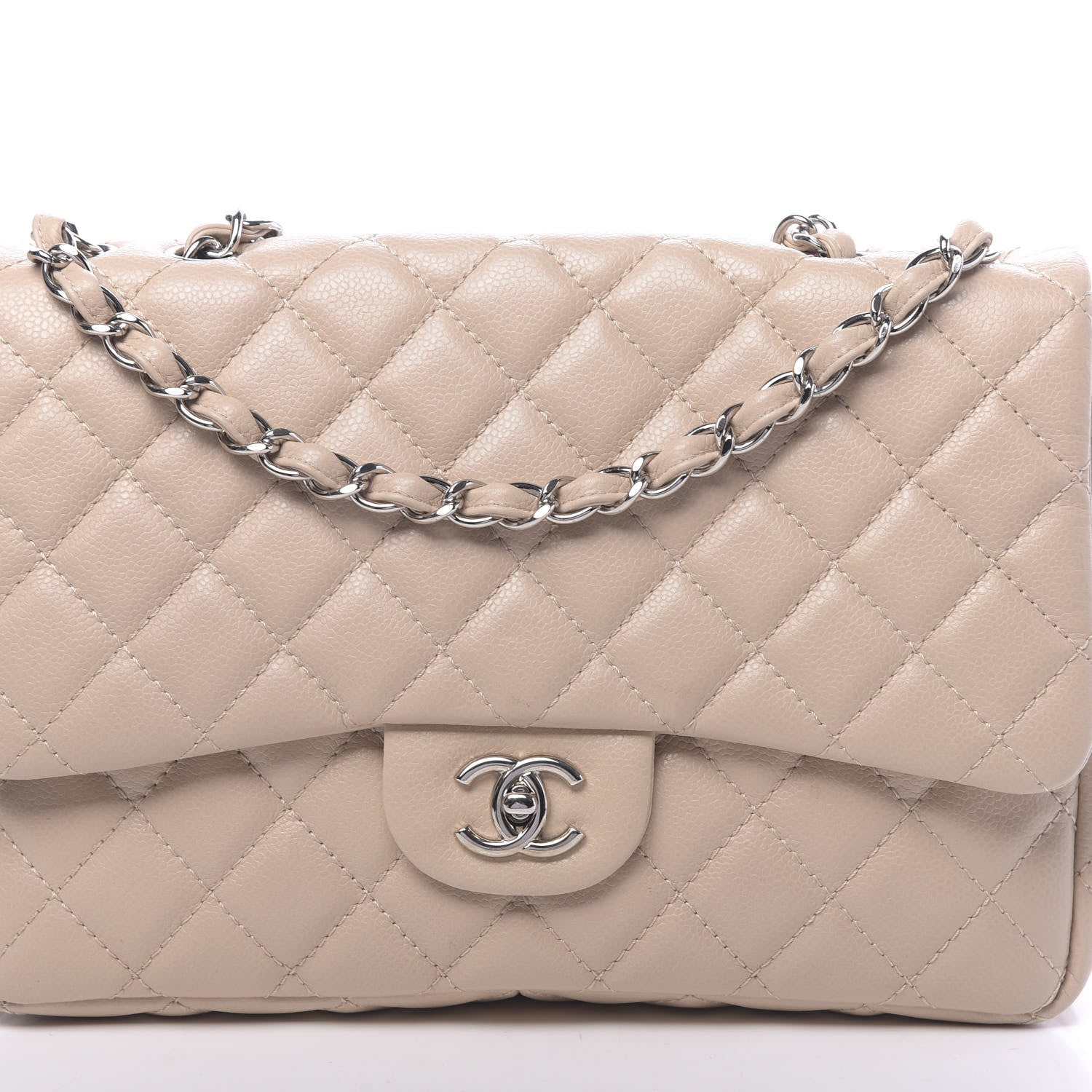 Chanel Caviar Quilted Jumbo Single Flap Beige Clair 7 of 10