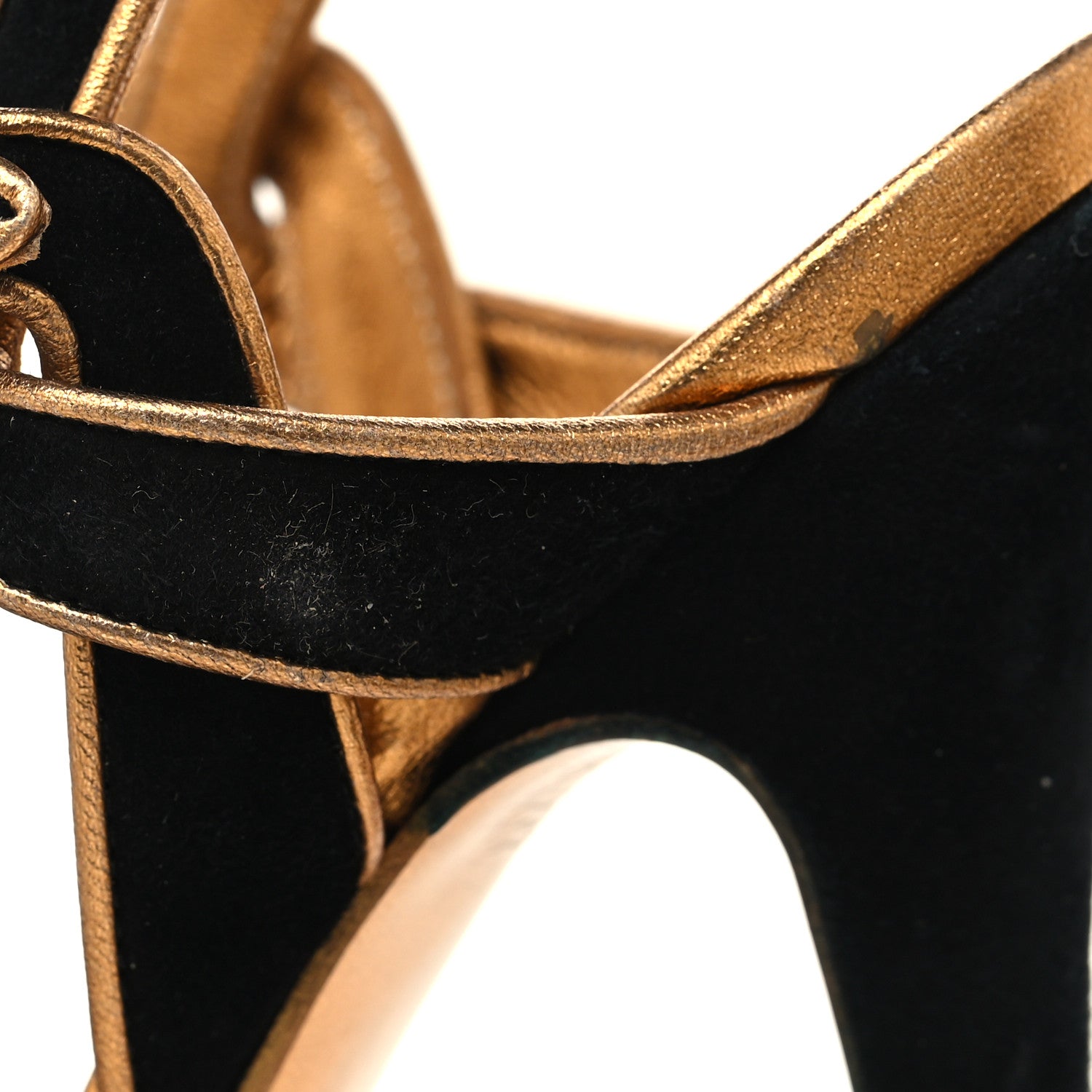 Saint Laurent Suede Tribute 105 Platform Sandals 37 Black Gold 8 of 9