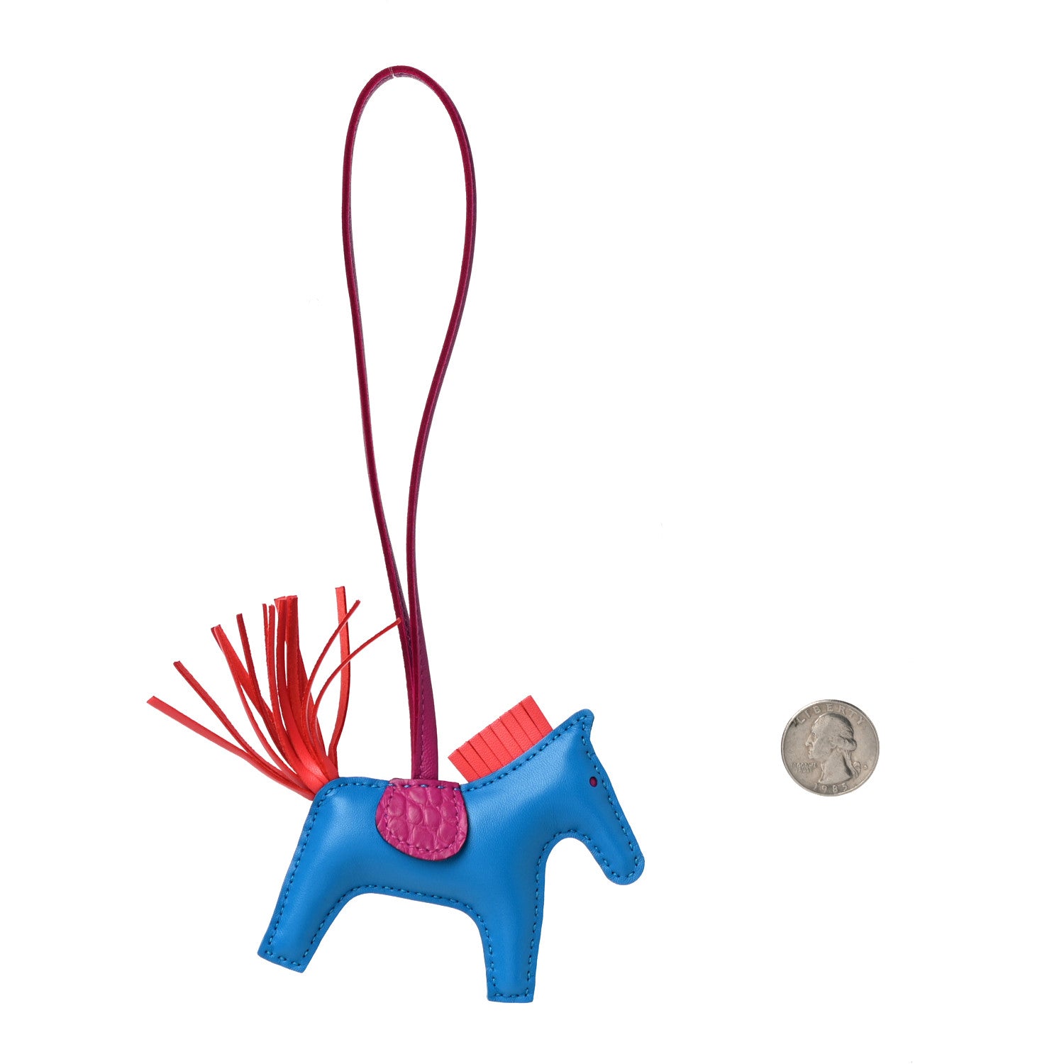 Hermes Milo Lambskin Matte Alligator Touch Grigri Rodeo Horse Bag Charm PM Bleu France Orange Poppy Framboise 2 of 5