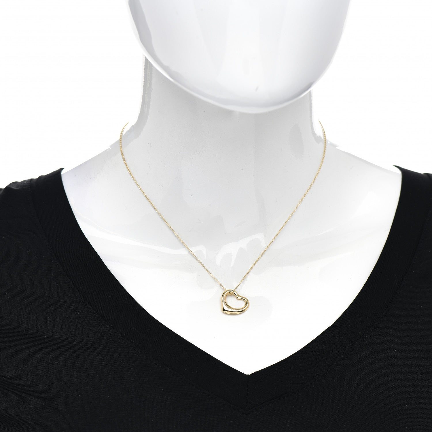 Tiffany 18K Yellow Gold 16mm Elsa Peretti Open Heart Pendant Necklace 2 of 4