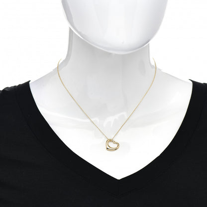 Tiffany 18K Yellow Gold 16mm Elsa Peretti Open Heart Pendant Necklace 2 of 4