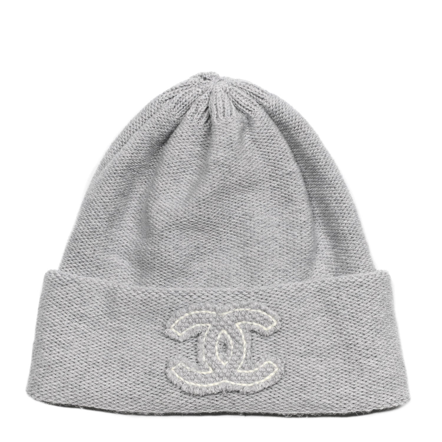 Chanel Cashmere CC Beanie Hat Grey 1 of 4