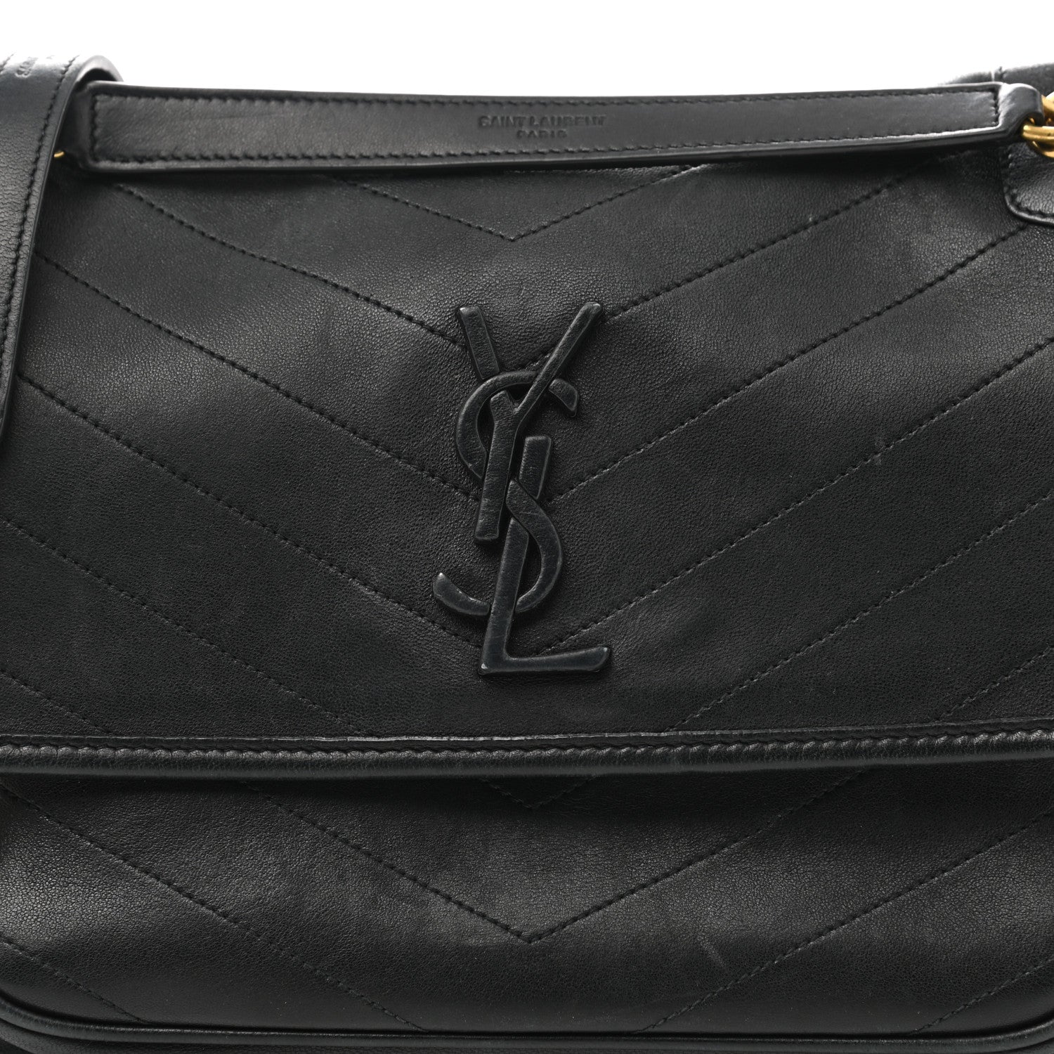 Saint Laurent Lambskin Matelasse Monogram Medium Niki Chain Satchel Black 8 of 11