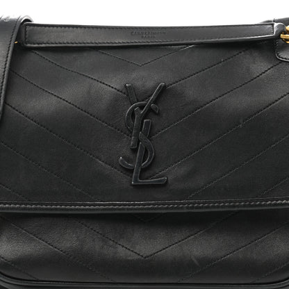 Saint Laurent Lambskin Matelasse Monogram Medium Niki Chain Satchel Black 8 of 11