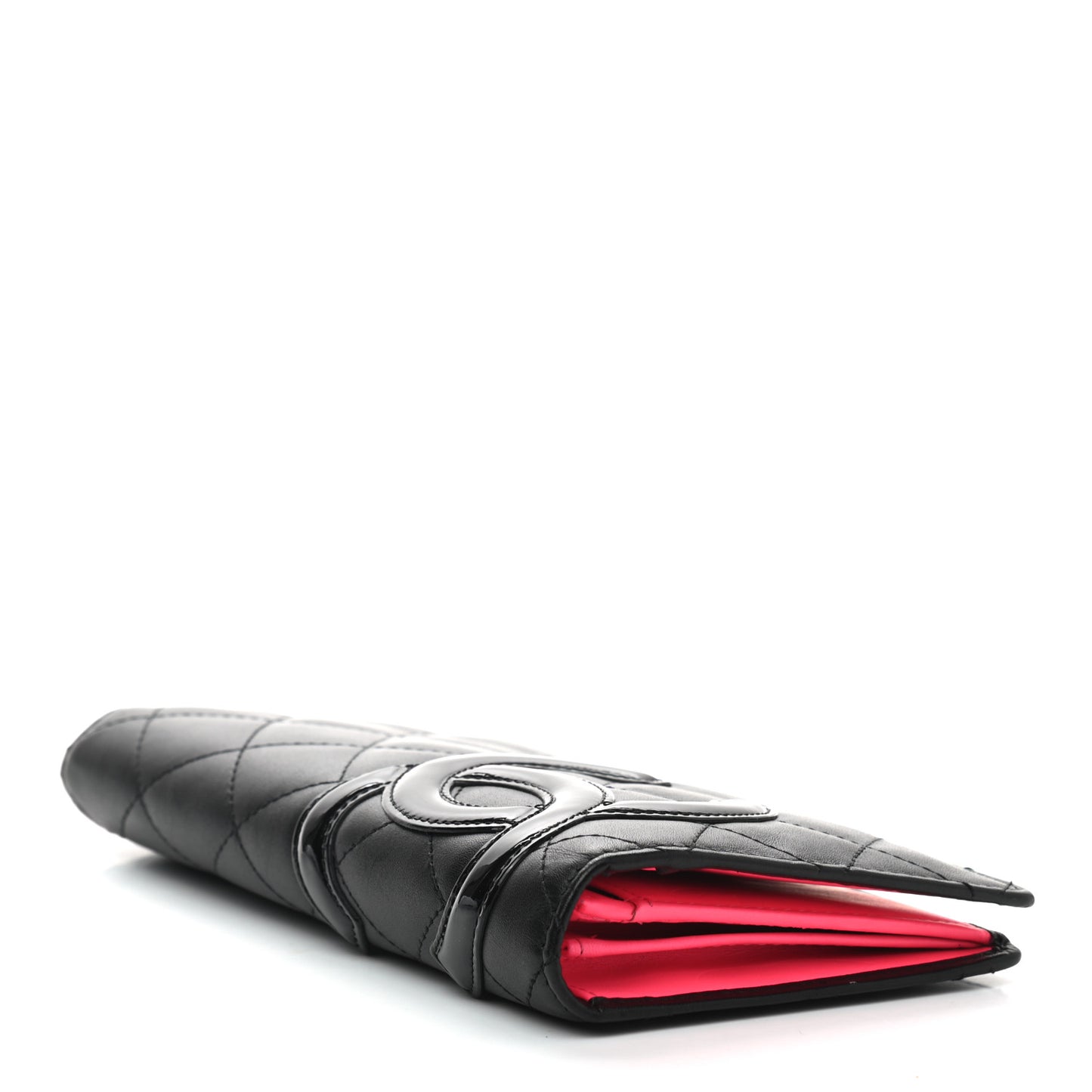 Calfskin Quilted Cambon Yen Wallet Black