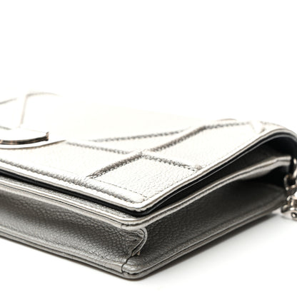 Christian Dior Metallic Grained Calfskin Diorama Wallet on Chain Pouch Silver 9 of 9