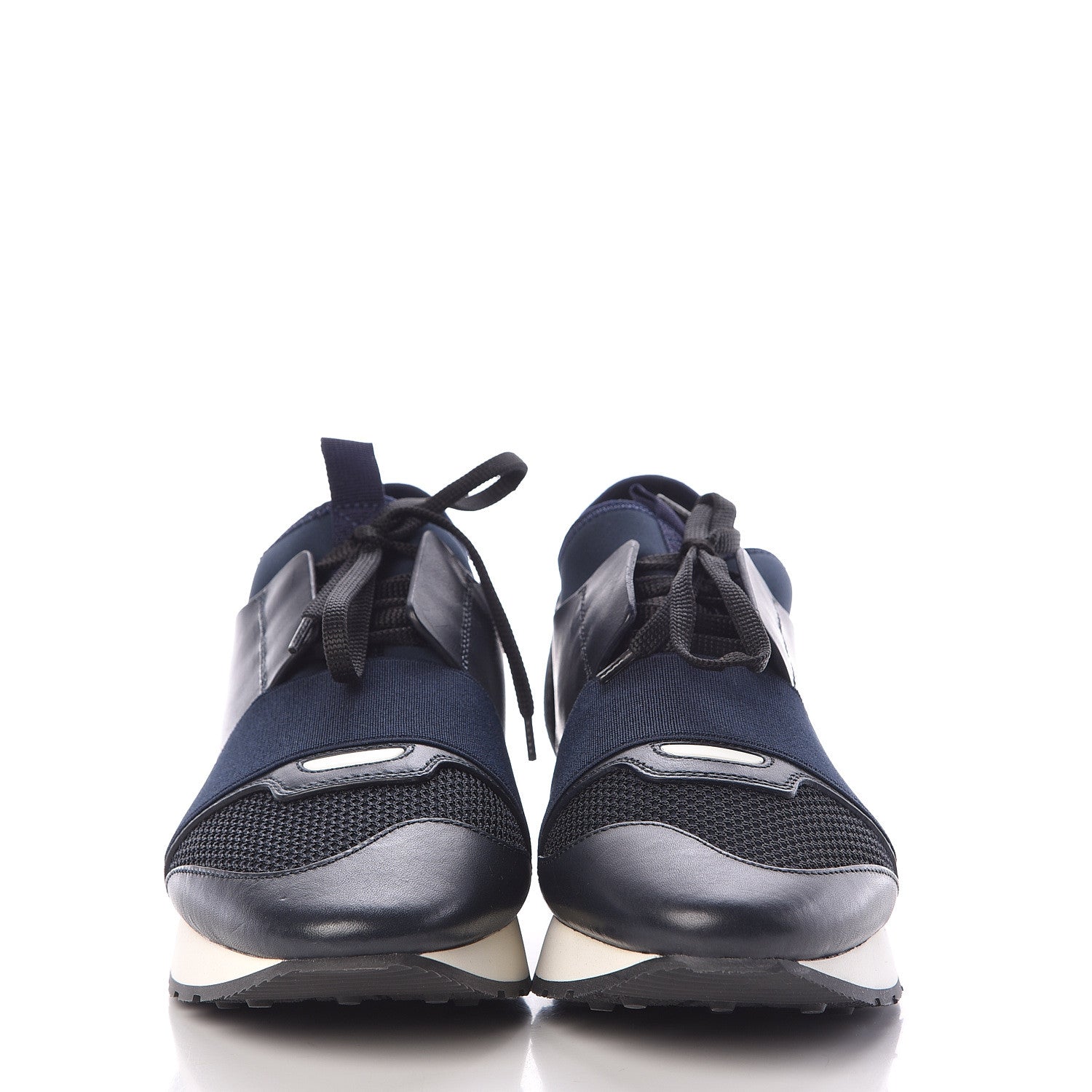 Balenciaga Mesh Calfskin Neoprene Suede Womens Race Runner Sneakers 40 Bleu Nuit 2 of 9