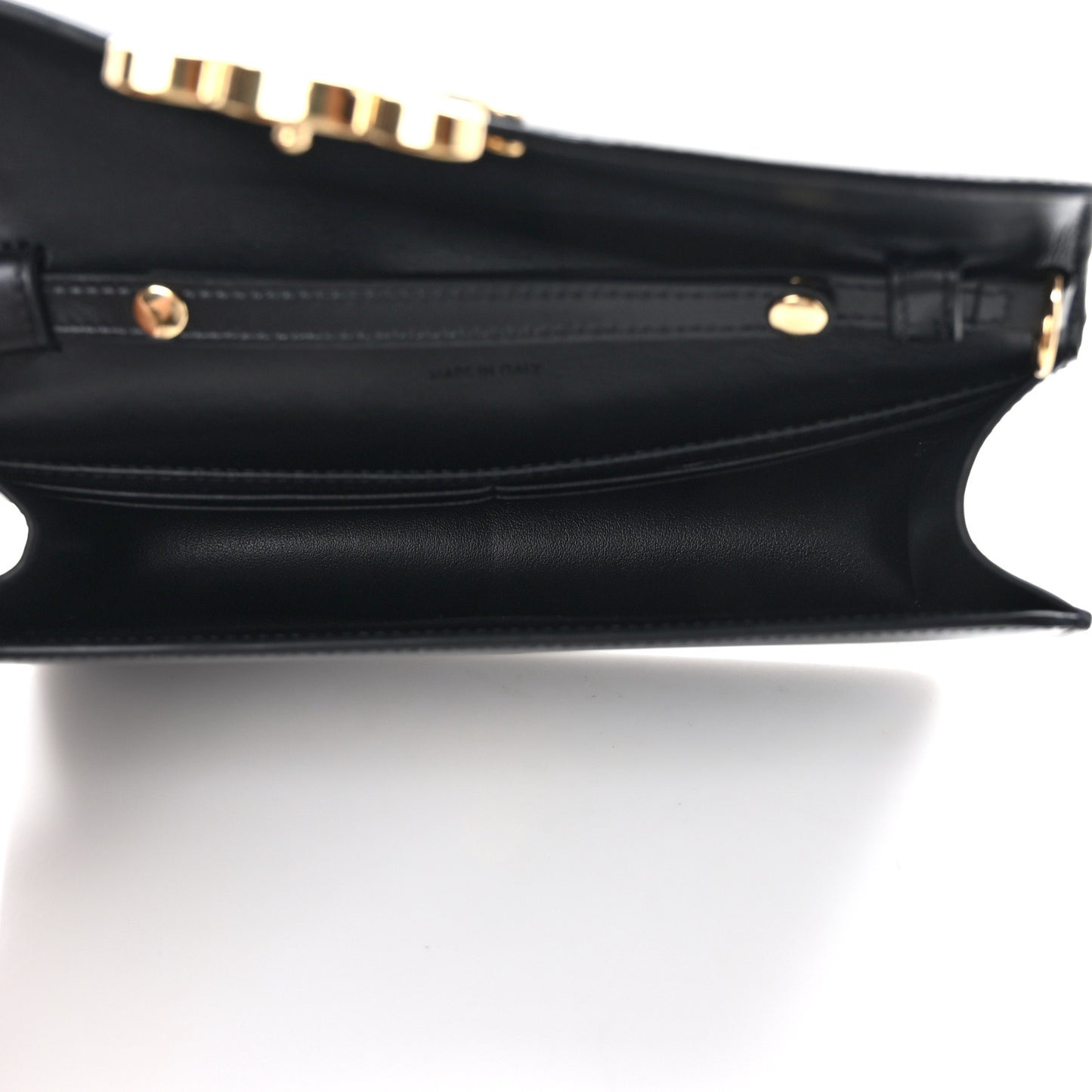 Shiny Calfskin Triomphe Margo Wallet on Chain Black