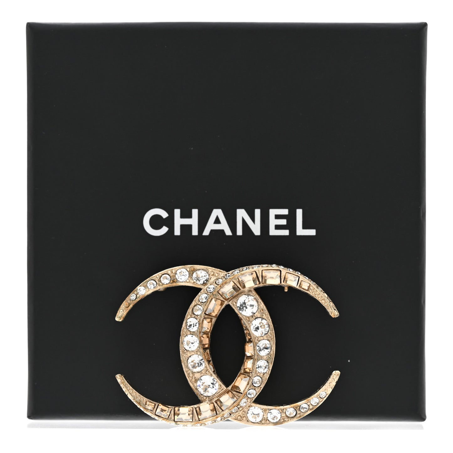 Baguette Crystal Dubai CC Brooch Gold