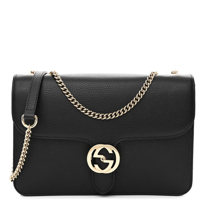 Gucci Dollar Calfskin Interlocking G Shoulder Bag Black 1 of 10