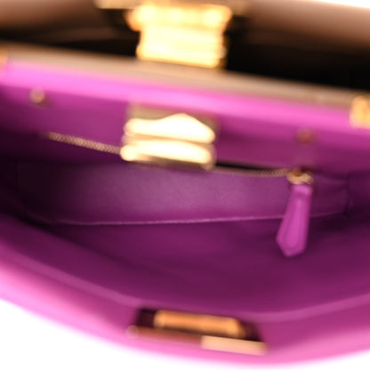 Fendi Vitello Seta Nappa Plexiglass Bi-Color Mini Peekaboo Iconic Satchel Bouganville Sand 6 of 13