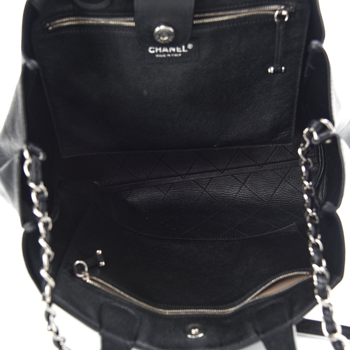Caviar Stitched Large Shopping Tote Black