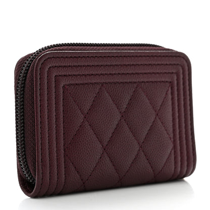 Chanel Caviar Quilted Boy Zip Around Coin Purse Wallet Dark Purple 3 of 7