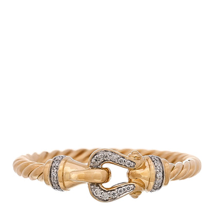 David Yurman 18K Yellow Gold Diamond Petite Buckle Cable Ring 54 7 1 of 4