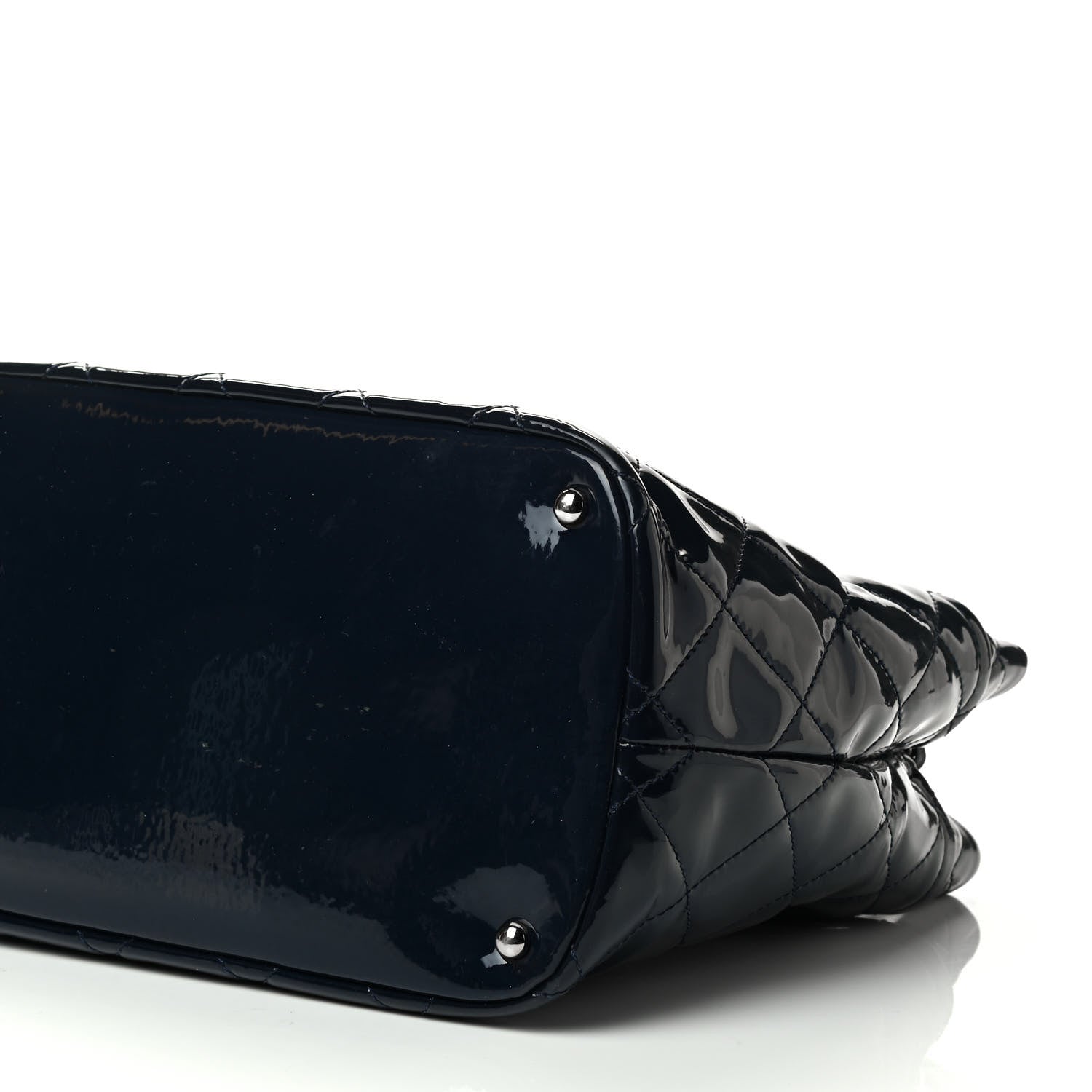 Chanel Patent Quilted Timeless CC Soft Tote Navy 9 of 11