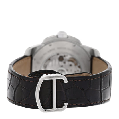 Cartier Stainless Steel 18K Pink Gold Alligator 42mm Calibre de Cartier Automatic Watch Brown 3 of 4