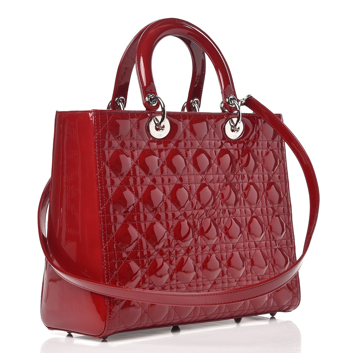 Patent Cannage Large Lady Dior Red