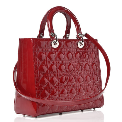 Christian Dior Patent Cannage Large Lady Dior Red 4 of 9