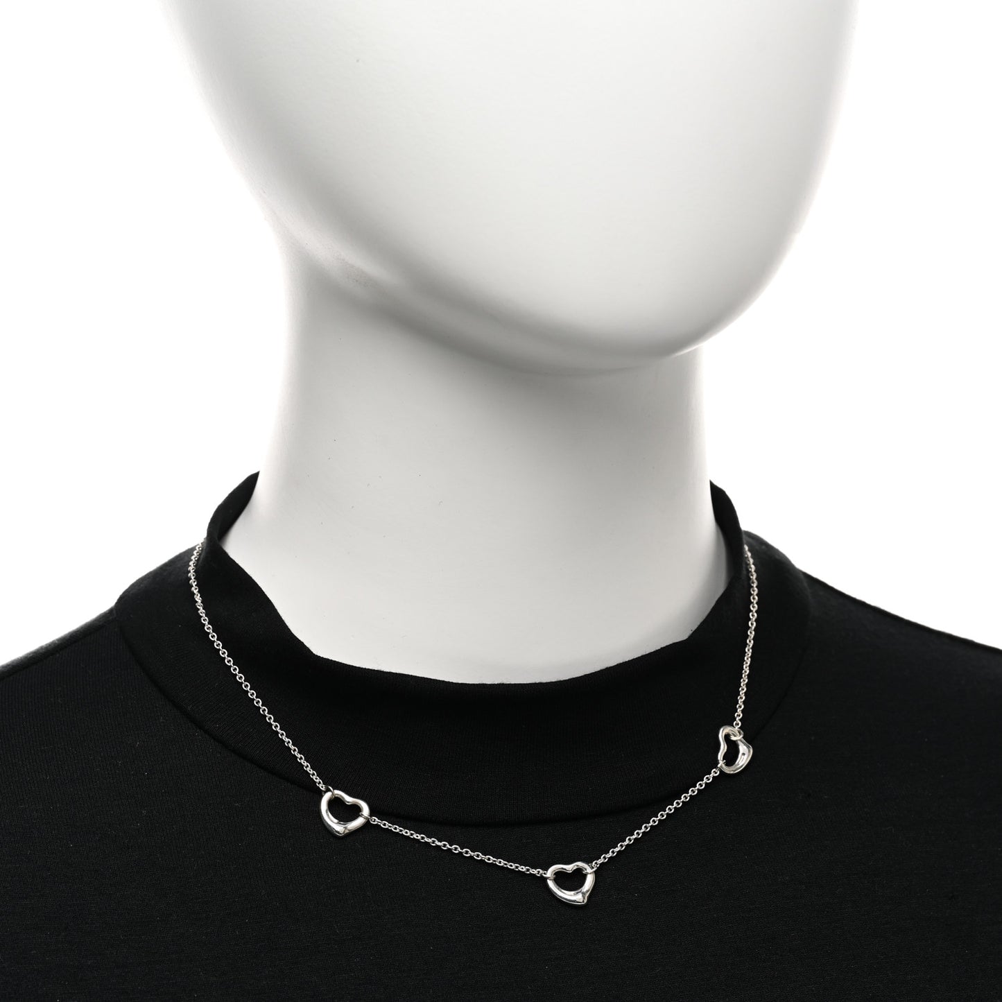 Sterling Silver Elsa Peretti 3 Open Hearts Necklace