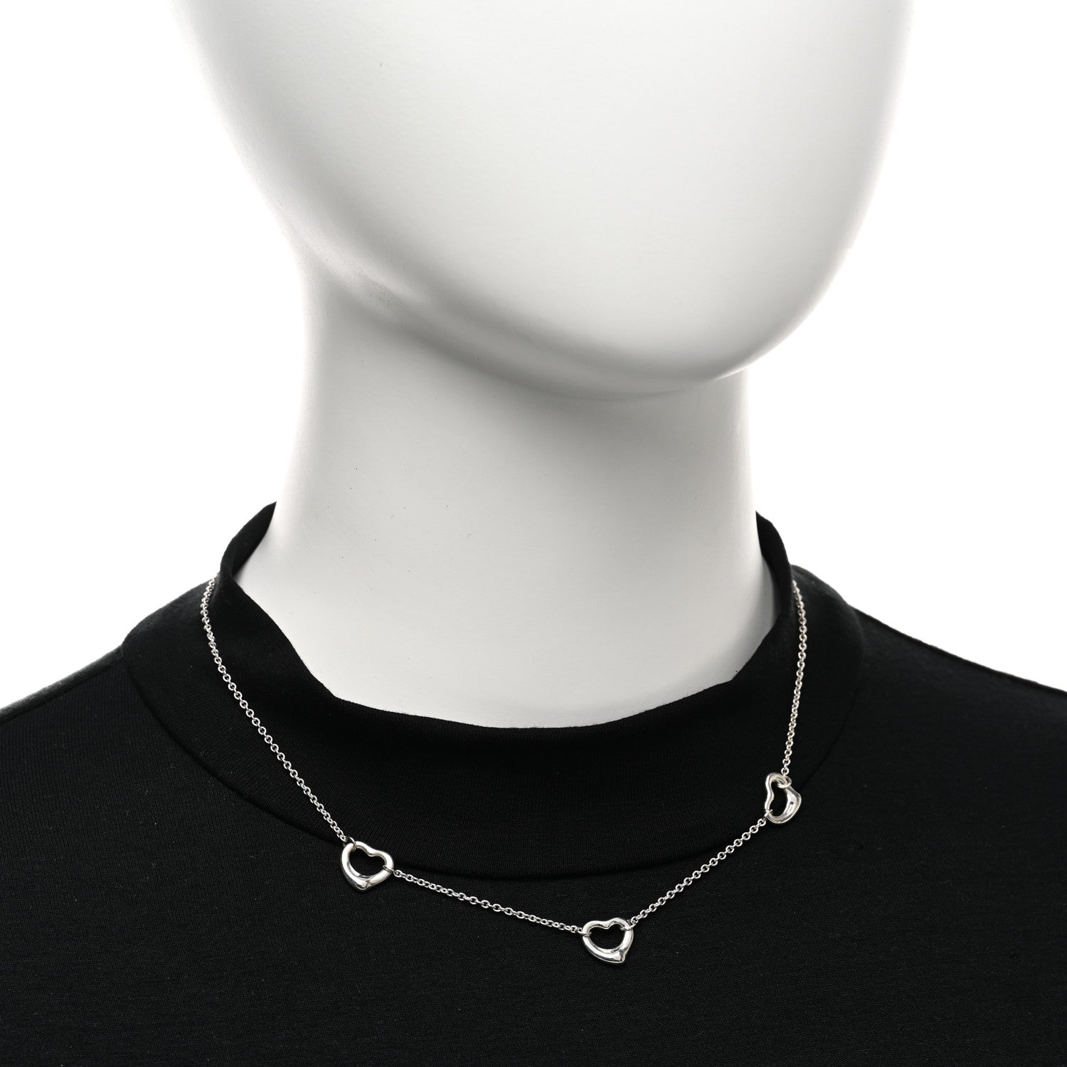 Tiffany Sterling Silver Elsa Peretti 3 Open Hearts Necklace 2 of 4