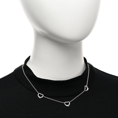 Tiffany Sterling Silver Elsa Peretti 3 Open Hearts Necklace 2 of 4