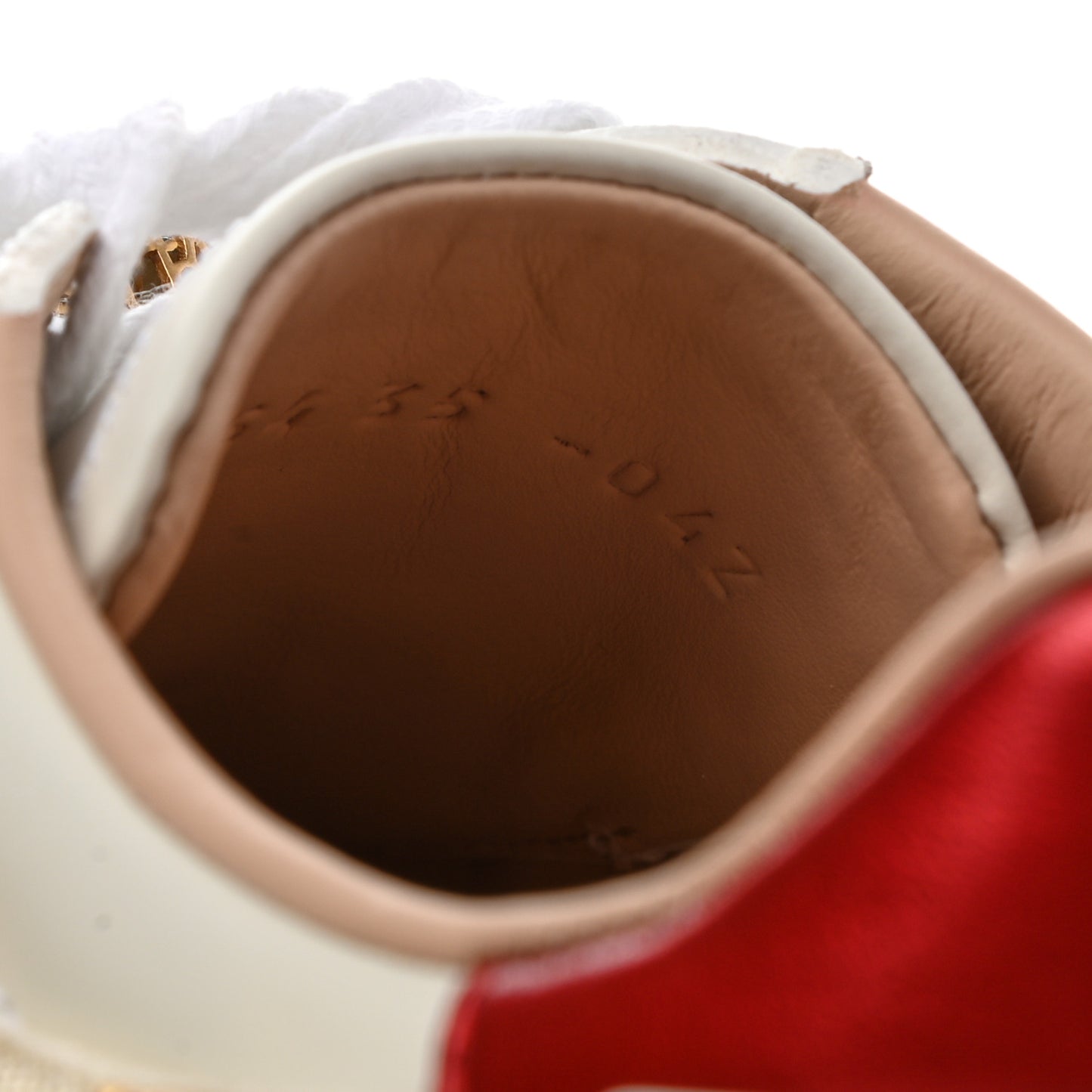 Calfskin Removable Crystals Bee Embroidered Ace Platform Sneakers 35 White